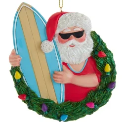 Beach Santa with Wreath Ornament<Kurt Adler New