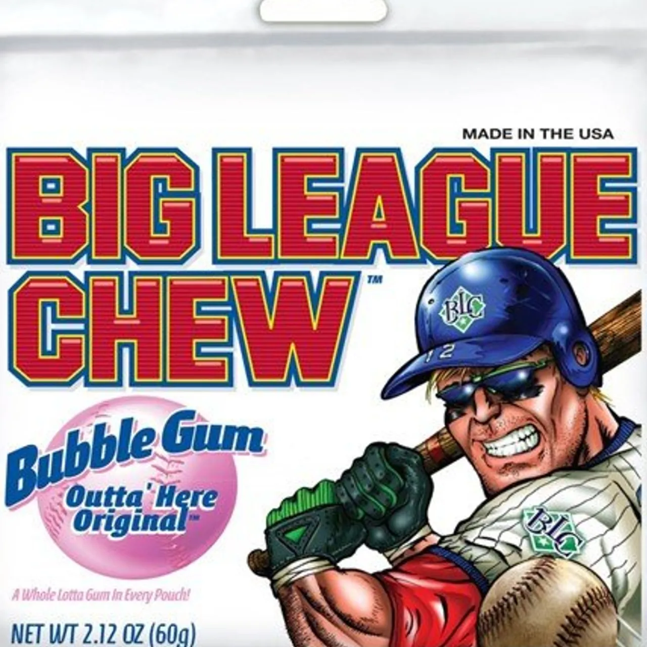 Big League Chew, Outta' Here Original Bubble Gum, 2.12 Ounce Pouch< New