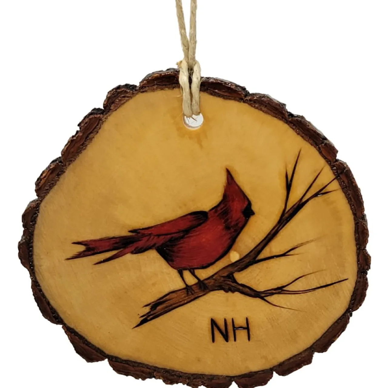 Birchwood New Hampshire Red Cardinal Etched Ornament< Sale