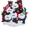 Black Bear Family of  5 with Snowballs Personalized Ornament - 5 Names Hand Personalized<Kurt Adler Discount
