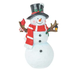 Black Top Hat Snowman with Cardinal< New