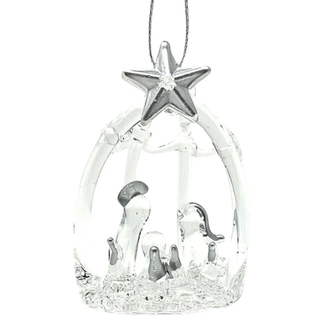 Blessed Nativity Ornament with Silver Star< New