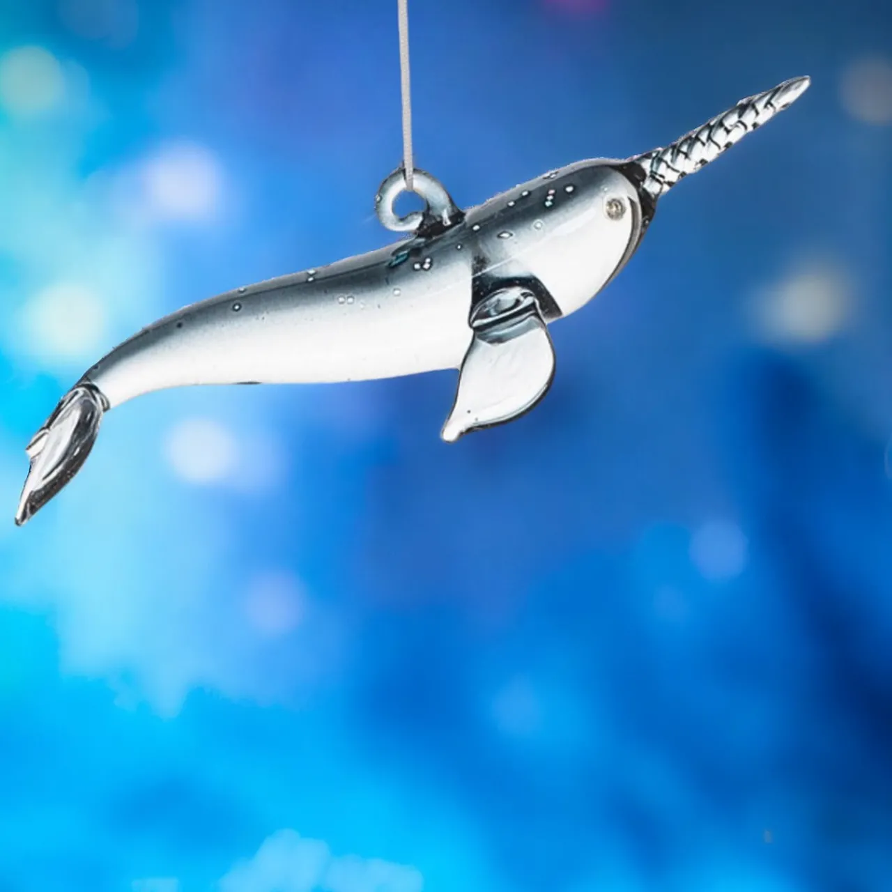 Blown Glass Narwhal Ornament< Sale