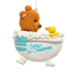 Blue Baby's First Christmas Bear Tub Ornament<Kurt Adler Sale