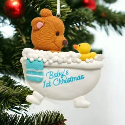 Blue Baby's First Christmas Bear Tub Ornament<Kurt Adler Sale