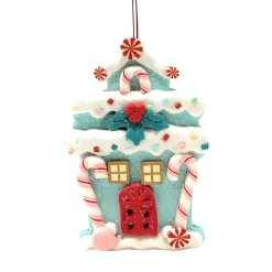 Blue Gingerbread House Clay Ornament< Online