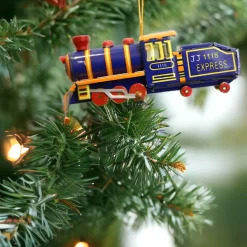 Blue Tin Train Ornament< Discount