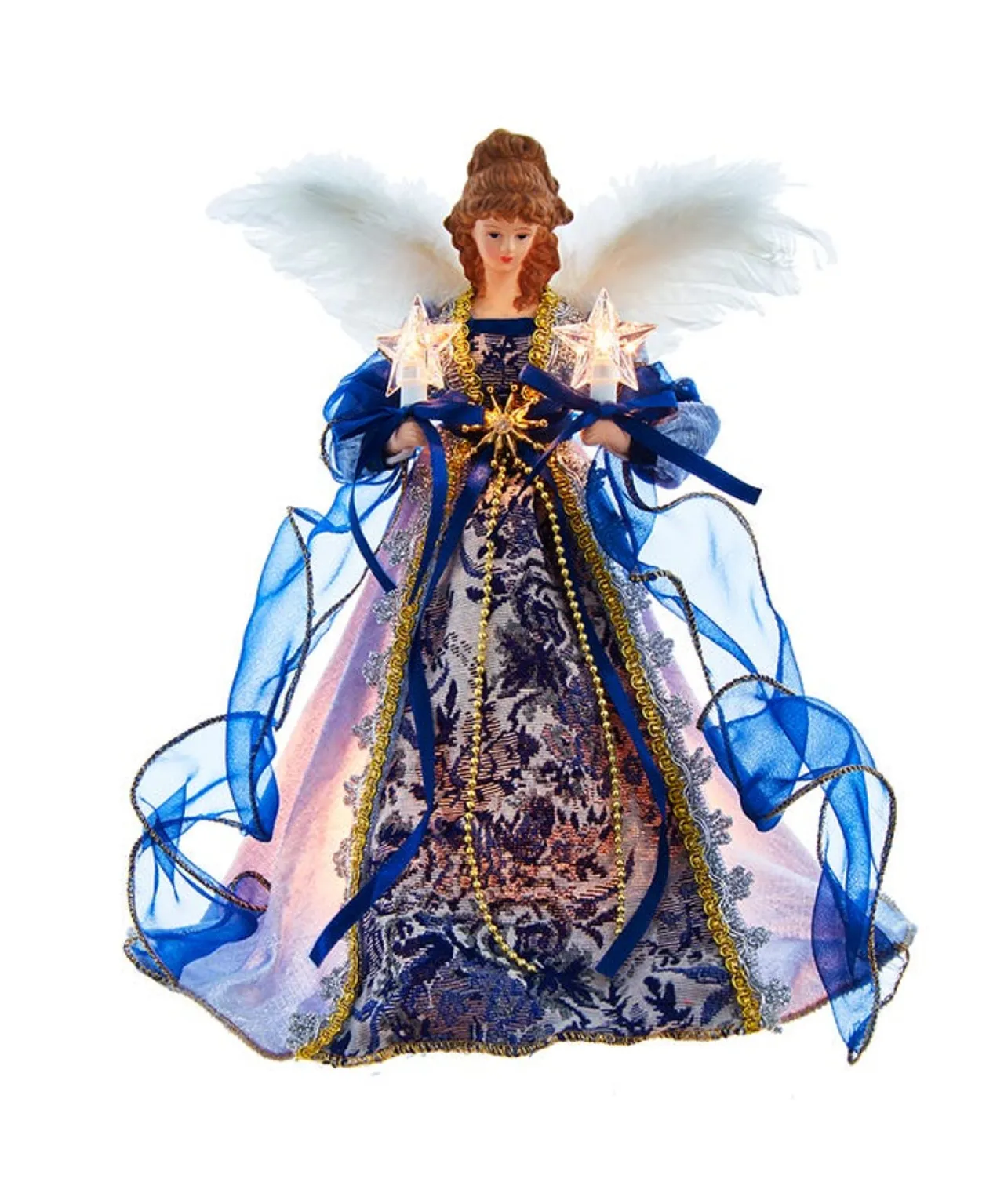 Blue With Gold Trim Angel Treetop<Kurt Adler Clearance