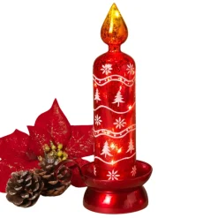B/O Light Up Candle w/Trees< Fashion
