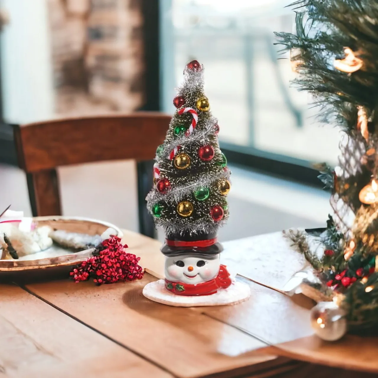 Bottle Brush Tree Snowman Mug< Fashion