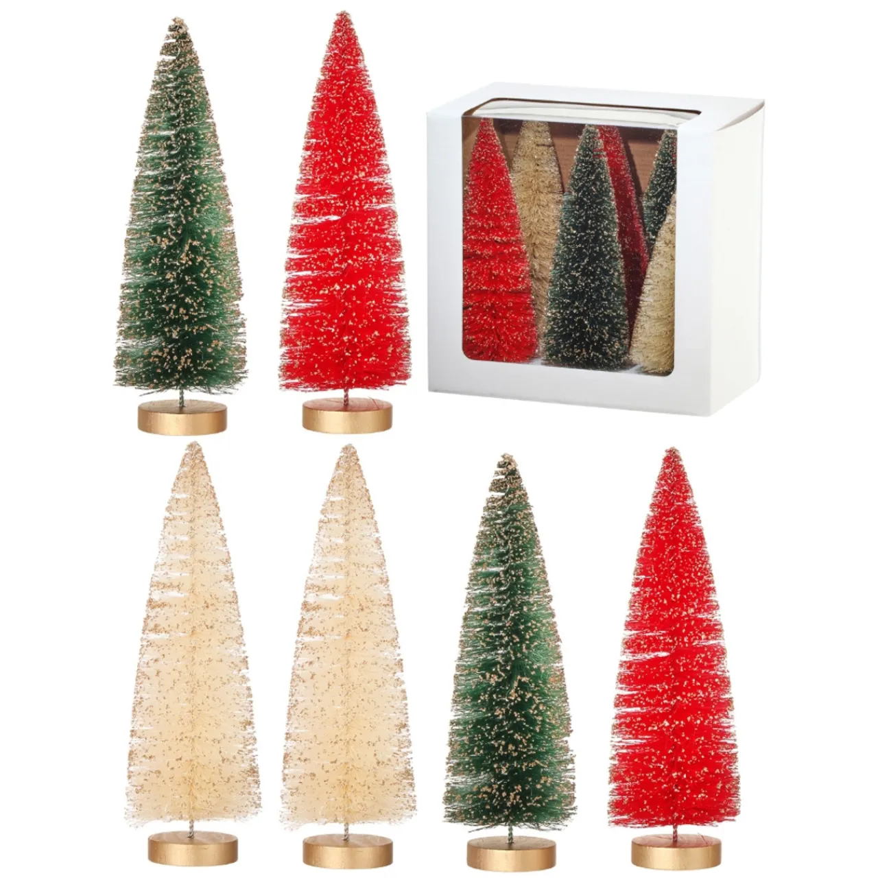 Box of 6 Vintage Glitter Large Sisal Trees< Fashion