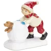 Boy With Dog In Snowball Resin Figurine< Best