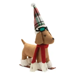 Brown Dog on Skis Figurine< Best