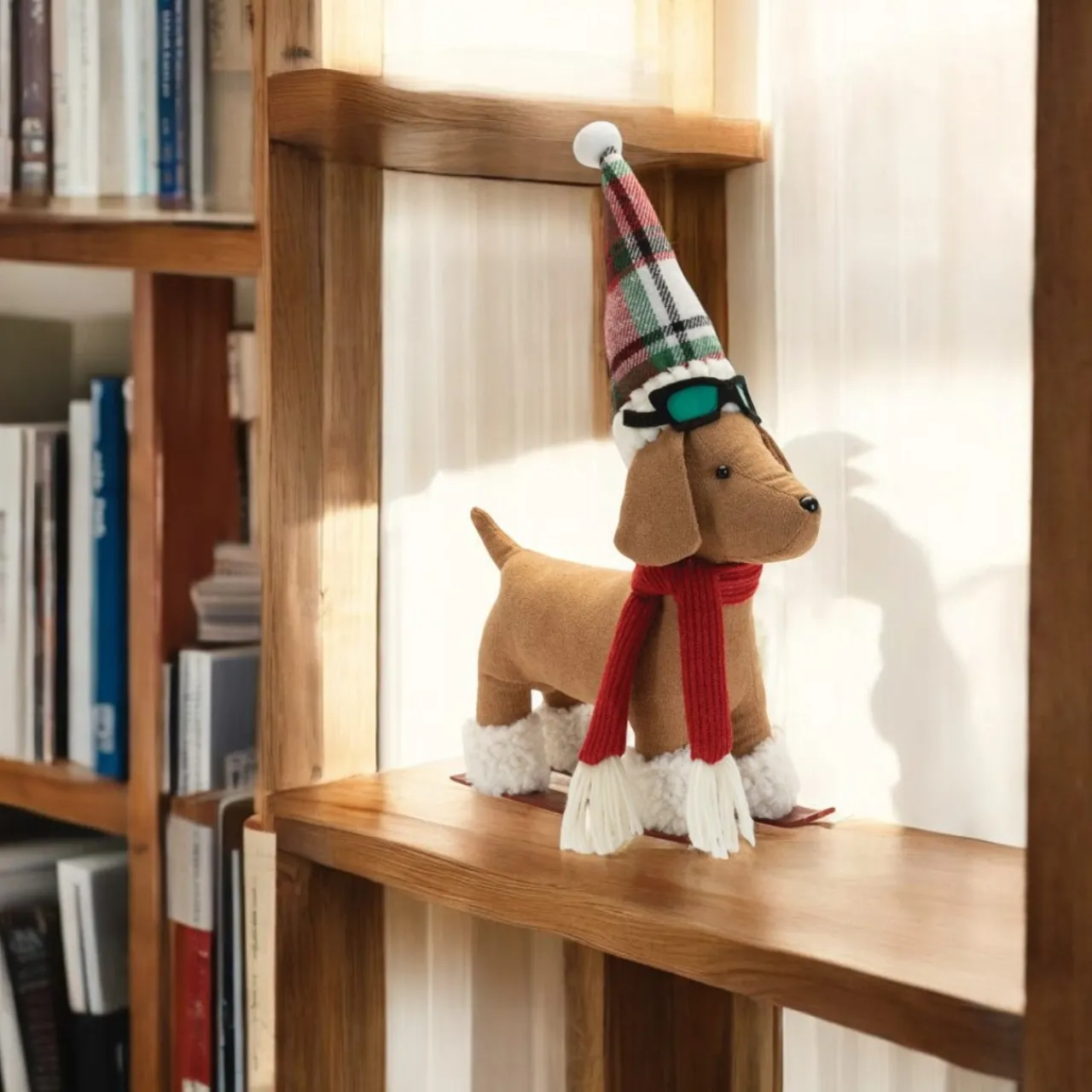 Brown Dog on Skis Figurine< Best