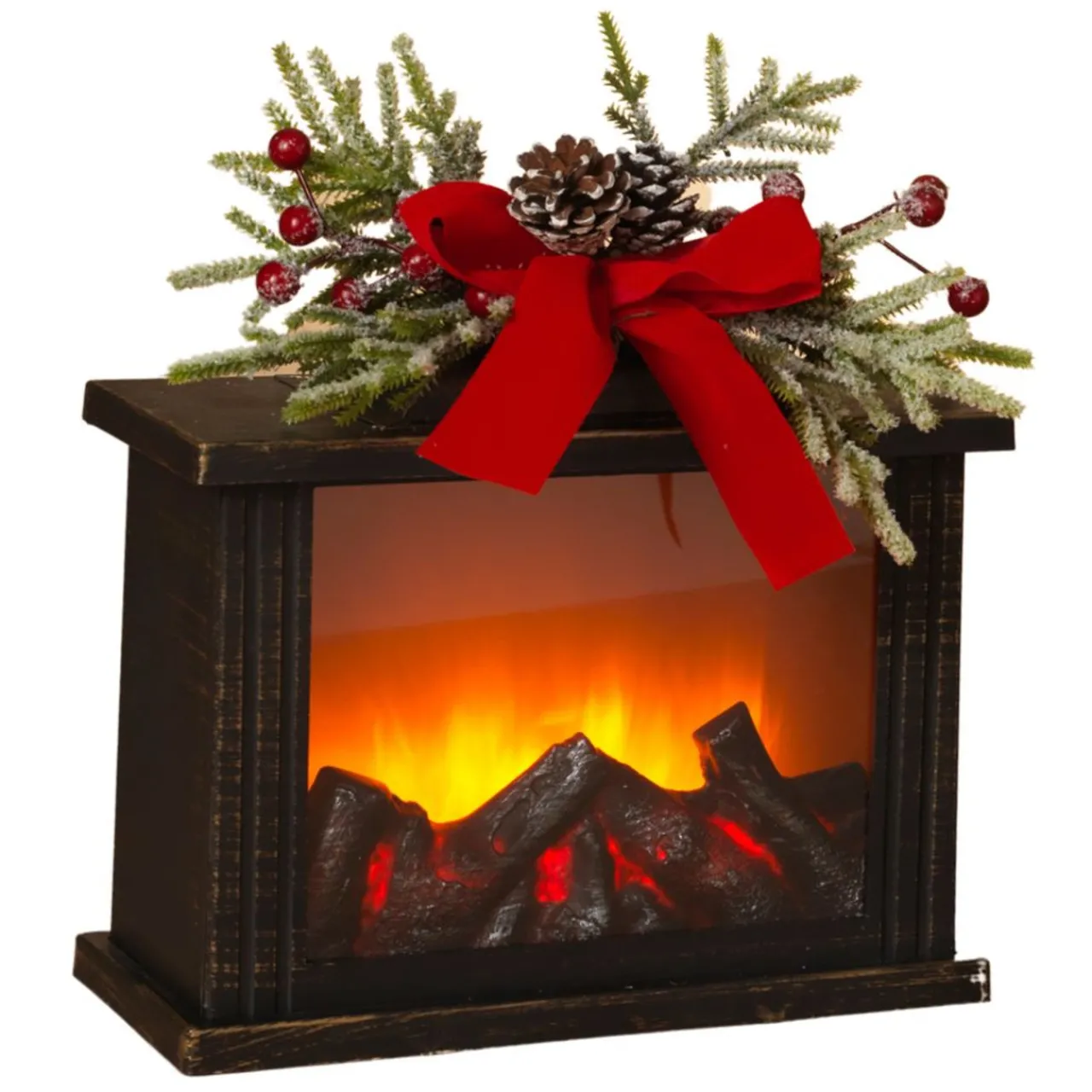 Brown Lighted Fire Place Lantern - The christmas Loft< Discount