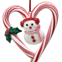 Candy Cane Heart Snowman Ornament | The Christmas Loft<Kurt Adler Online