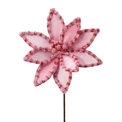 Candy Snow Glitter Pink Poinsettia Stem< Online