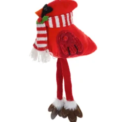 Cardinal Wearing Dark Red And White Scarf Shelfsitter.< Hot