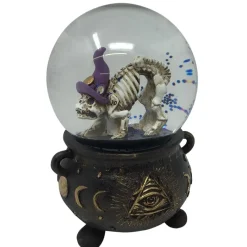 Cauldron With Cat Skeleton Snow Globe | The Christmas Loft< Sale