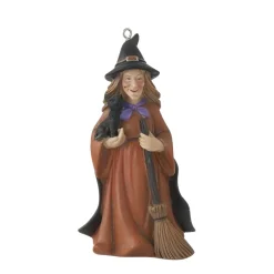Charming Witch with Broom and Black Cat Ornament< Clearance