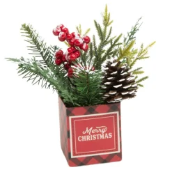 Cheerful Merry Christmas Pine Decor Box< Discount
