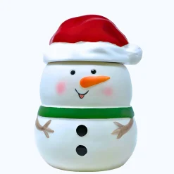 Cheerful Snowman Dolomite Cookie Jar< Fashion