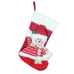 Cherry Snowman Christmas Stocking with Plaid Scarf< Discount