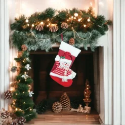 Cherry Snowman Christmas Stocking with Plaid Scarf< Discount