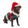 Chocolate Brown Labrador with Plaid Coat and Santa Hat Ornament<Kurt Adler Fashion