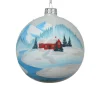 Christmas Barn Painted White Glass Ornament< Clearance