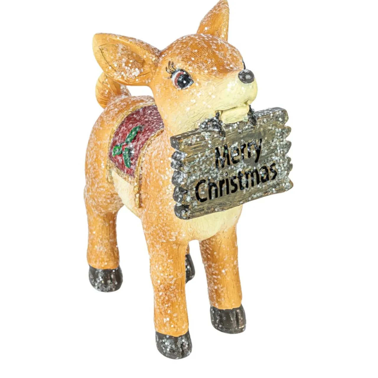 Christmas Fawn Figurine with Merry Christmas Sign< Sale