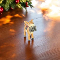 Christmas Fawn Figurine with Merry Christmas Sign< Sale
