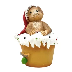 Christmas Mouse Cupcake Figurine, 3.3in, Polyresin< New