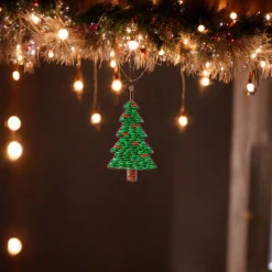 Christmas Tree Ornament with Green Paper Beads< Sale