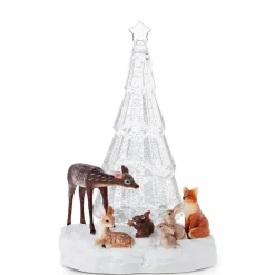 Christmas Tree Water Lantern Swirling Glitter Shimmer With Woodland Animals< Online