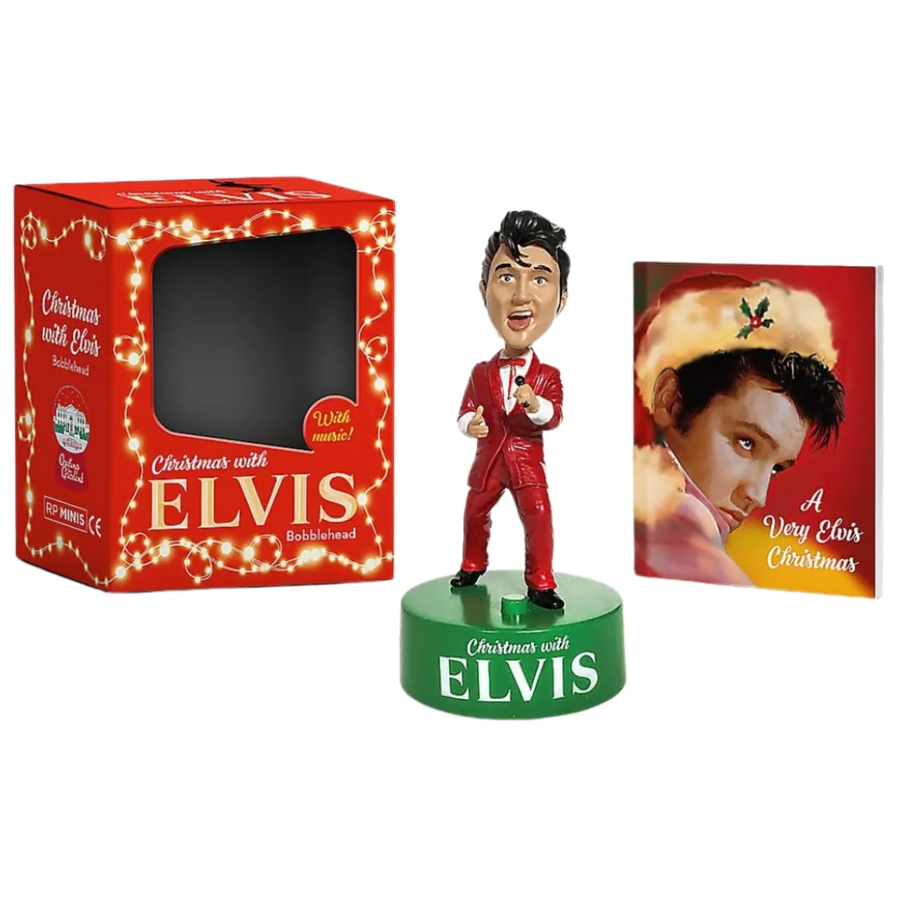 Christmas with Elvis Musical Bobblehead and Mini Book Set< Fashion
