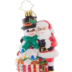 Christopher Radko 3.5 Inch Santa Snowman Ornament Festive Holiday Embrace< Clearance