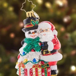 Christopher Radko 3.5 Inch Santa Snowman Ornament Festive Holiday Embrace< Clearance