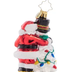 Christopher Radko 3.5 Inch Santa Snowman Ornament Festive Holiday Embrace< Clearance