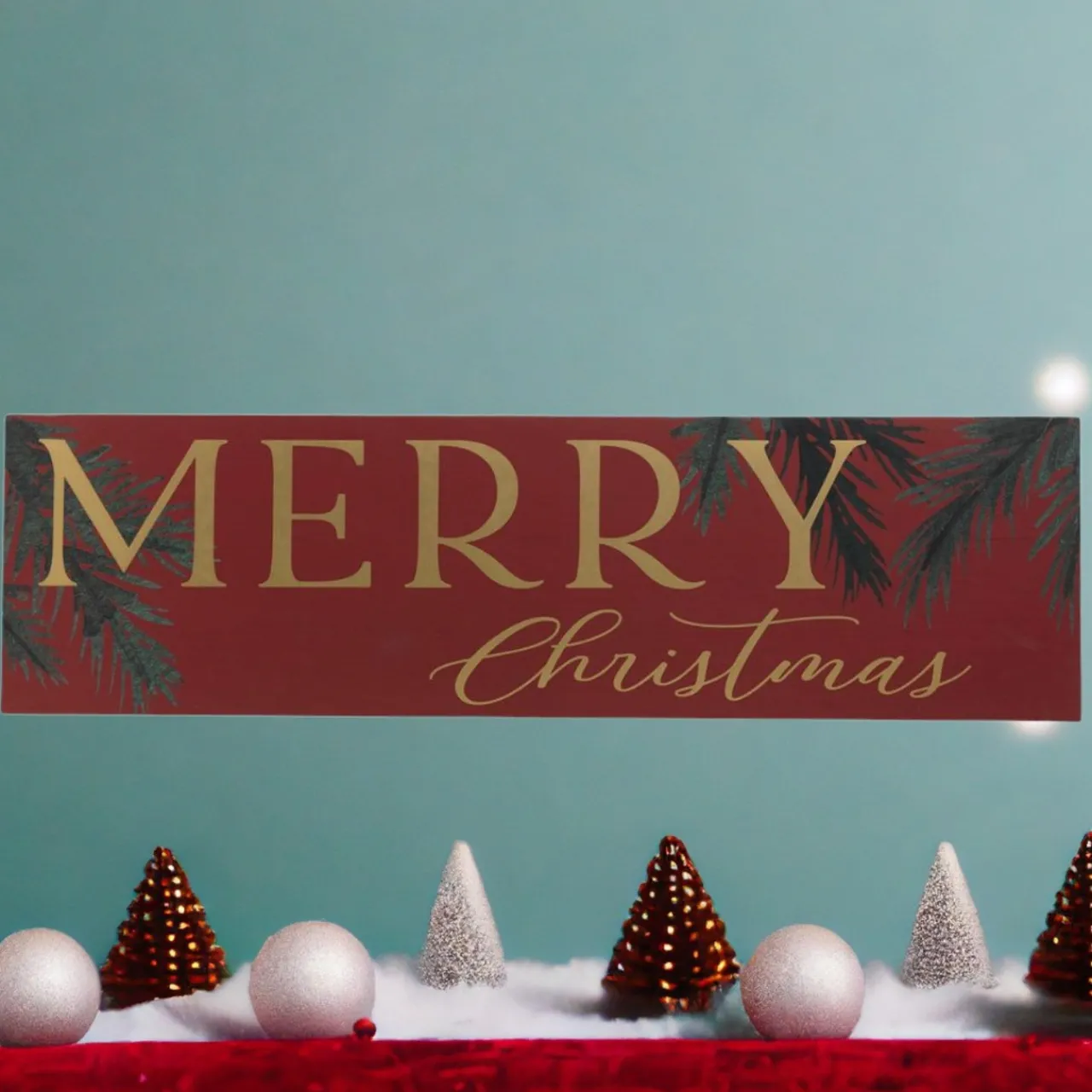 Classic 42 inch Red Merry Christmas Wooden Wall Sign< New