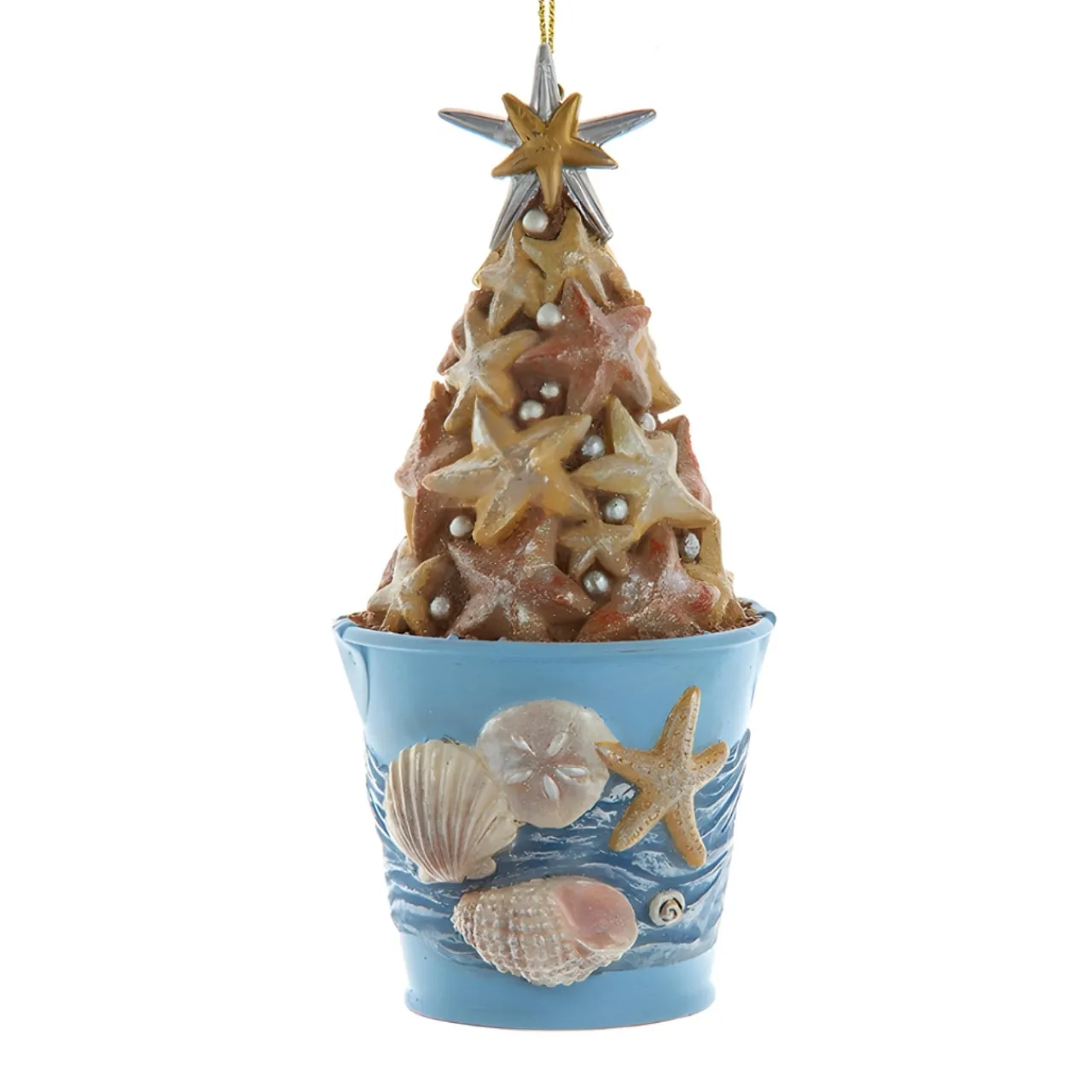 Coastal Starfish Bucket Ornament, Resin 5” - E0904<Kurt Adler Outlet