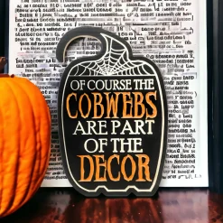 Cobwebs Engraved Wood Easel Sign< Discount