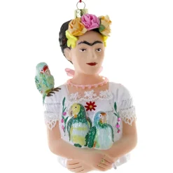 Cody Foster &amp; Co - Frida Khalo With Parrots Blown Glass Ornament< Clearance