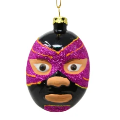 Cody Foster Black Mexican Wrestler Mask Blown Glass Ornament<Cody Foster & Co. Outlet