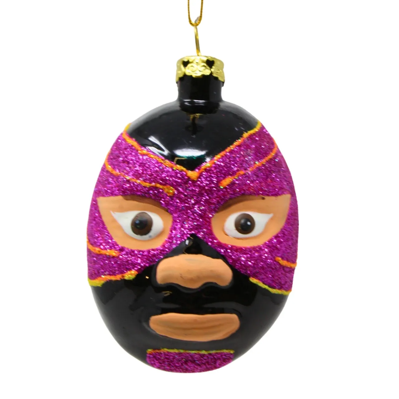 Cody Foster Black Mexican Wrestler Mask Blown Glass Ornament<Cody Foster & Co. Outlet