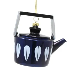Cody Foster Glass Blue Mid Century Modern Tea Pot Ornament< Outlet