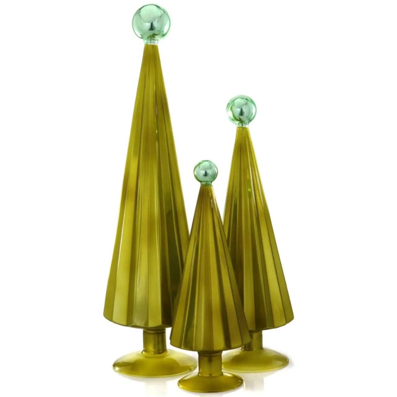 Cody Foster Moss Aqua Pleated Glass Trees Set<Cody Foster & Co. Online