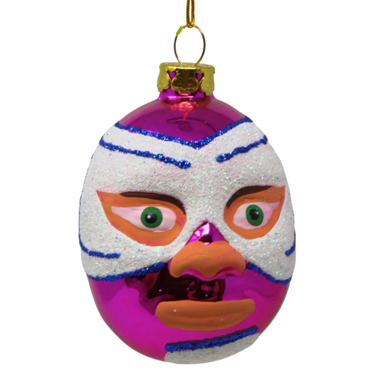 Cody Foster Pink Mexican Wrestler Mask Blown Glass Ornament<Cody Foster & Co. Online