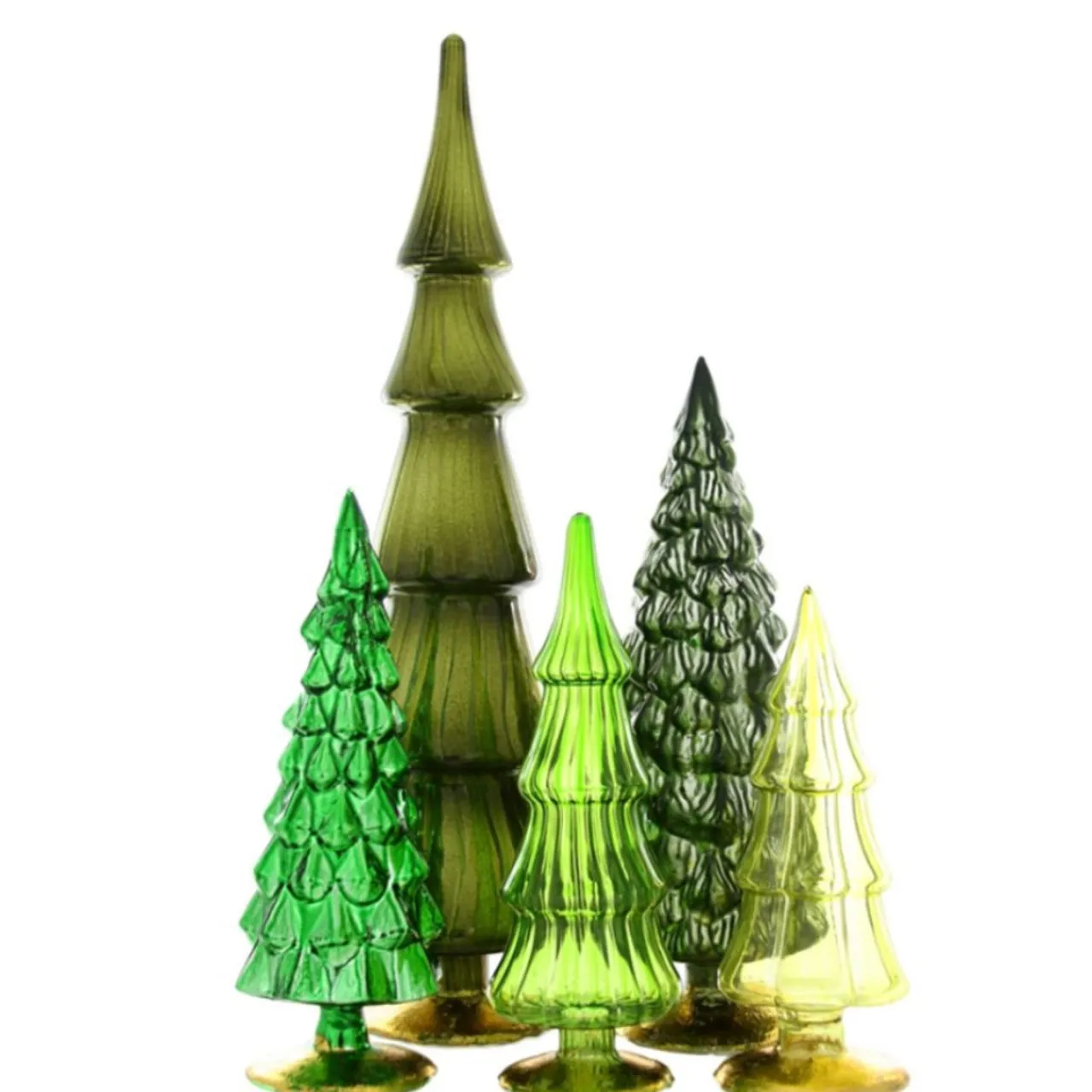 Cody Foster Verdant Green Glass Tree Ensemble, Set of 5<Cody Foster & Co. Hot