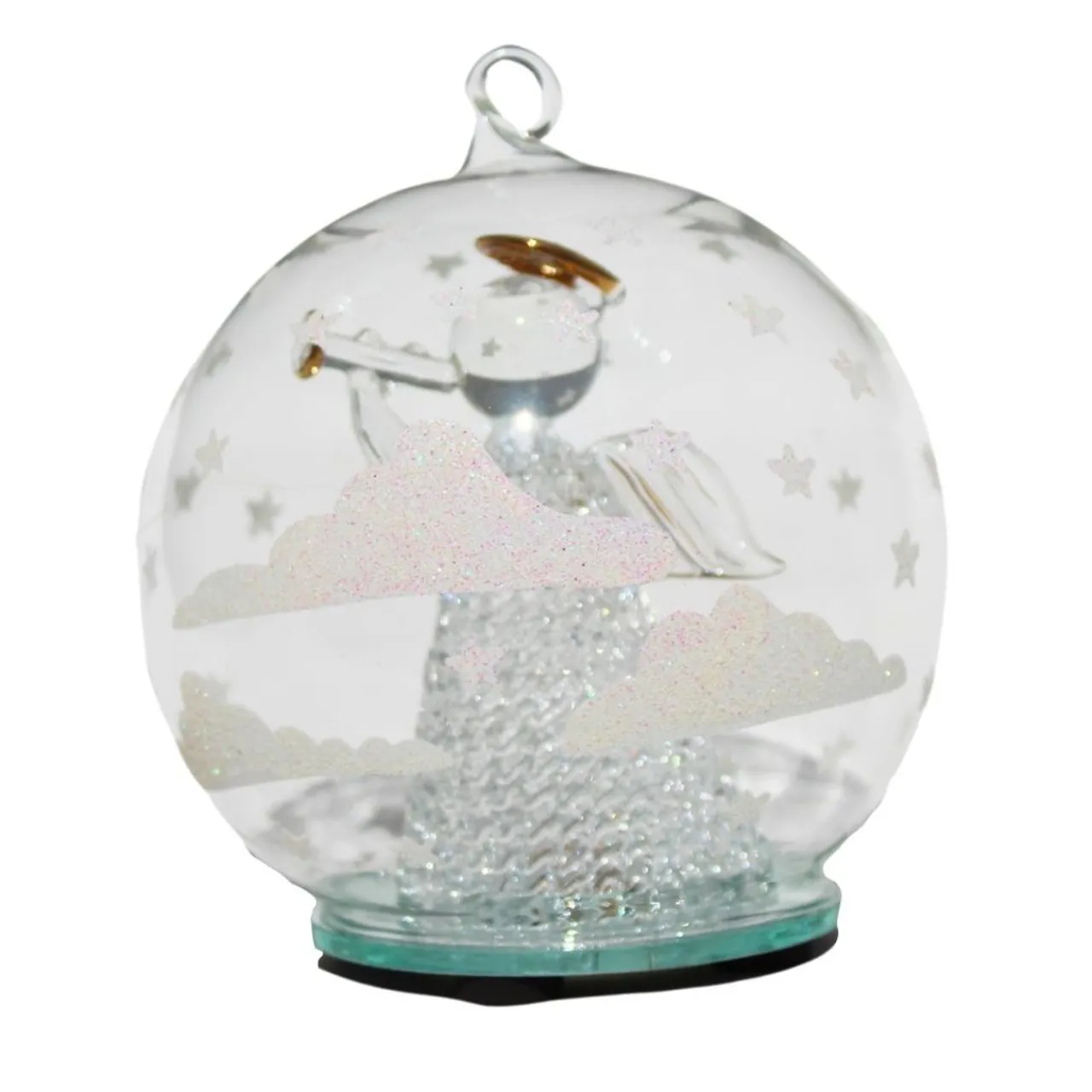 Color Changing LED Angel Blowing Horn Glass Globe< Fashion